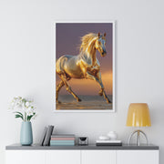 Golden Horse Framed Art Print, Equine Wall Decor, Horse Lover Gift, Equestrian Decor, Animal Home Art, Rustic Farmhouse Wall Art