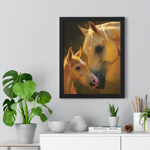 Heartfelt Horse Family Art, Vertical Framed Poster, Equine Decor, Horse Lover Gift, Animal Wall Art, Nursery Art, Equestrian Home