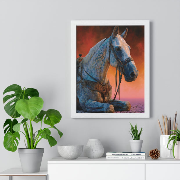 Elegant Horse Vertical Framed Poster - Art Print for Horse Lovers, Home Decor, Gift, Animal Wall Art, Nature Enthusiasts