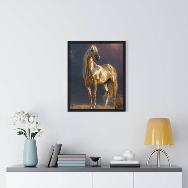 Elegant Horse Vertical Framed Poster, Equine Art, Horse Lover Gift, Home Decor, Equestrian Wall Art, Nature Inspired Décor