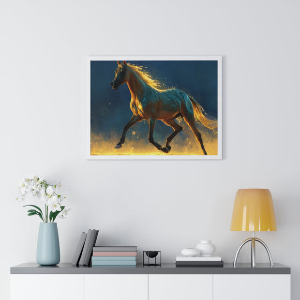 Majestic Horse Framed Poster, Equine Art Print, Wall Decor, Gift for Horse Lovers, Vibrant Home Accent, Horse Photography