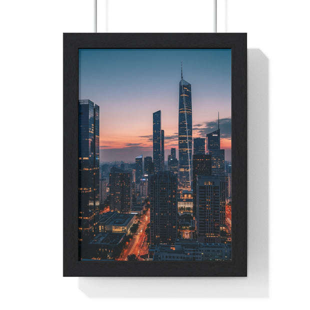 Urban Skyline Framed Poster, Wall Art, City Decor, Home Aesthetic, Modern Living, Gift for Housewarming, Minimalist Design