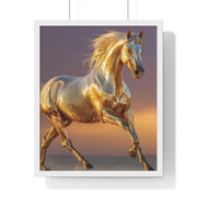Golden Horse Framed Art Print, Equine Wall Decor, Horse Lover Gift, Equestrian Decor, Animal Home Art, Rustic Farmhouse Wall Art