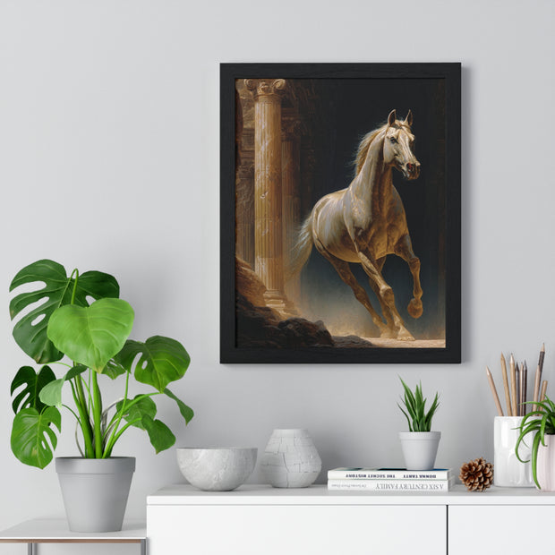 Elegant Horse Wall Art, Vertical Framed Poster, Equine Home Decor, Animal Art Print, Rustic Living Room Decoration