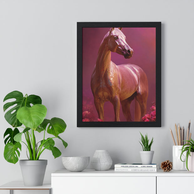 Elegant Horse Art Framed Poster, Equine Decor, Horse Lover Gift, Wall Art for Home, Unique Gift for Her, Animal Artwork