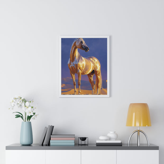 Golden Horse Framed Art Print, Equine Wall Decor, Animal Lover Gift, Nature Artwork, Equestrian Home Decor