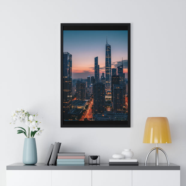 Urban Skyline Framed Poster, Wall Art, City Decor, Home Aesthetic, Modern Living, Gift for Housewarming, Minimalist Design