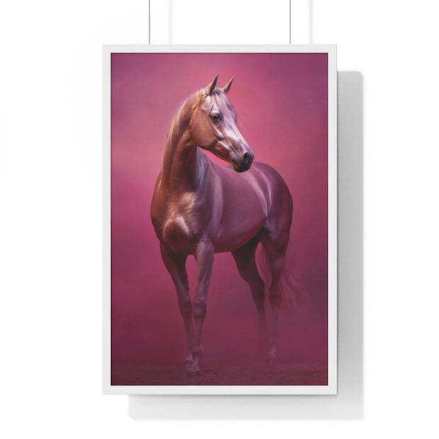 Elegant Horse Vertical Framed Poster, Farmhouse Decor, Animal Art Print, Gift for Horse Lovers, Equine Wall Art