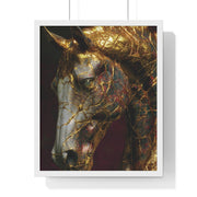 Elegant Horse Framed Art Print | Gold Abstract Horse Wall Decor, Horse Lover Gift, Rustic Home Decor, Equine Print