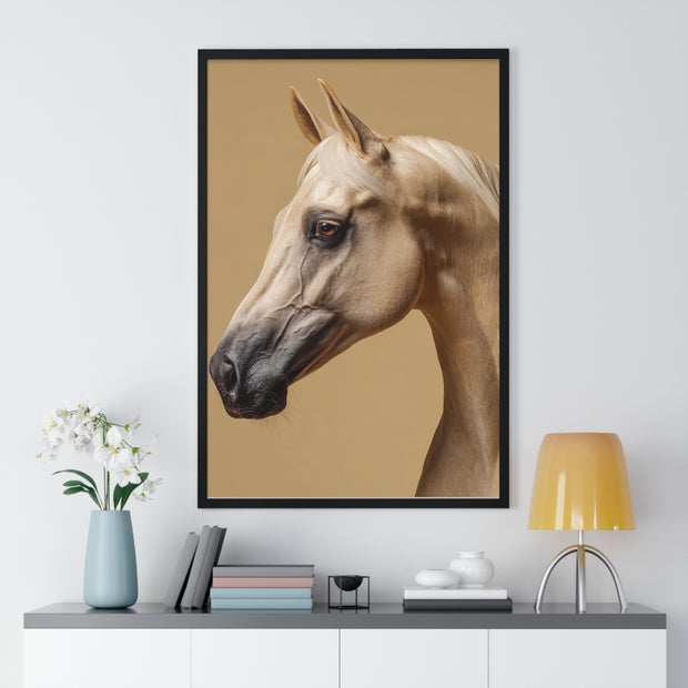 Elegant Horse Portrait Framed Poster, Wall Art for Horse Lovers, Home Decor, Equestrian Gift, Animal Themed Decor