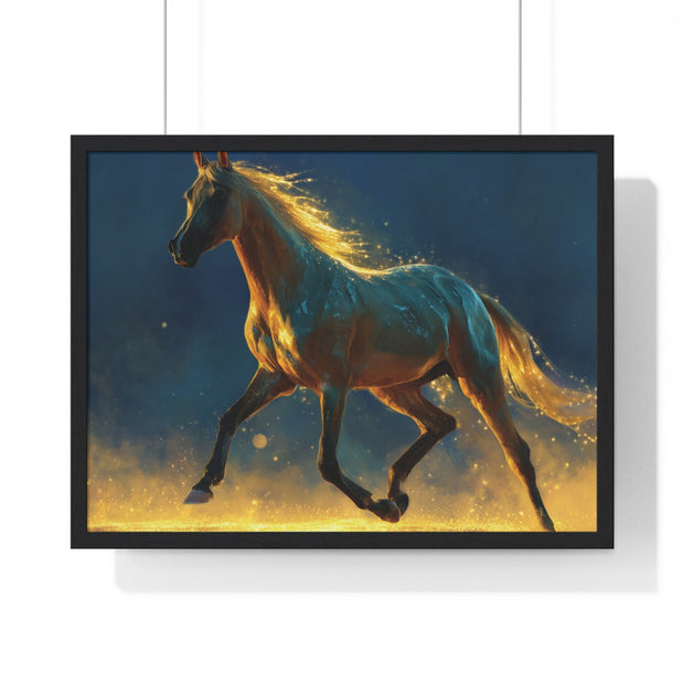 Majestic Horse Framed Poster, Equine Art Print, Wall Decor, Gift for Horse Lovers, Vibrant Home Accent, Horse Photography