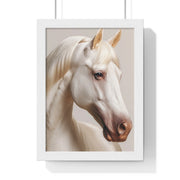 Elegant White Horse Art, Vertical Framed Poster, Horse Decor, Animal Lover Gift, Wall Art, Home Gallery Display