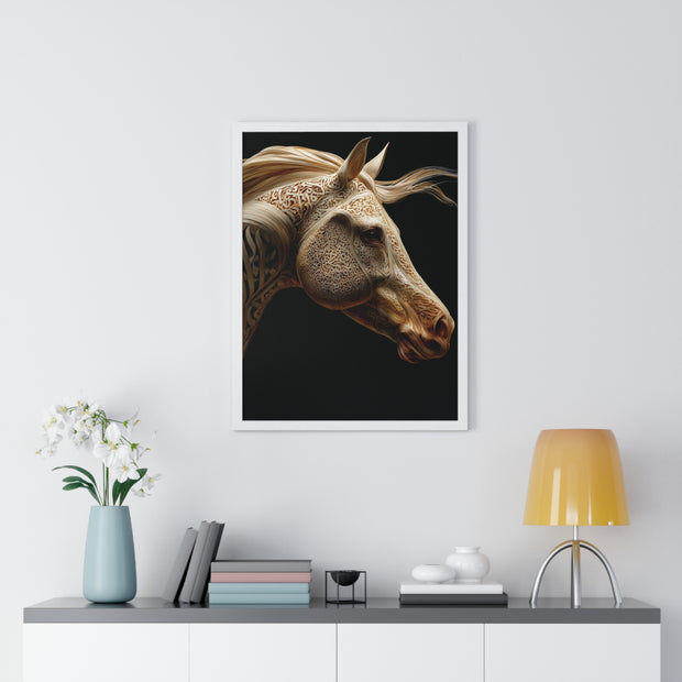 Elegant Horse Framed Art Print, Equine Wall Decor, Horse Lover Gift, Home Decor, Animal Artwork, Equestrian Style