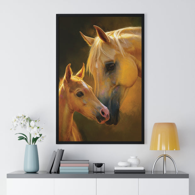 Heartfelt Horse Family Art, Vertical Framed Poster, Equine Decor, Horse Lover Gift, Animal Wall Art, Nursery Art, Equestrian Home