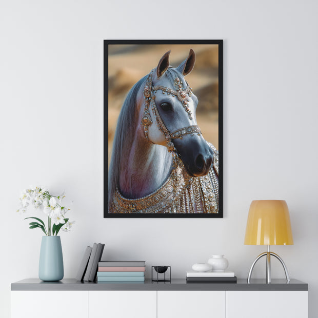 Elegant Horse Framed Art Print, Equine Wall Decor, Horse Lover Gift, Bohemian Home Decor, Nature-Inspired Wall Art