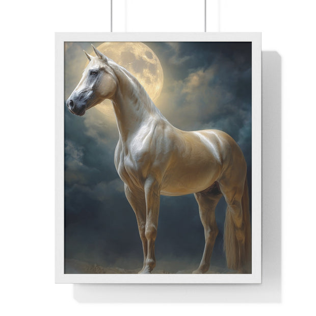 Majestic Horse Vertical Framed Poster | Equestrian Art Decor | Perfect Gift for Horse Lovers | Moonlit Wall Art | Home Office Decoration