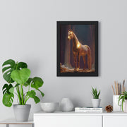 Elegant Gold Horse Vertical Framed Poster, Home Decor, Fine Art Print, Wall Art, Modern Decor, Gift for Horse Lovers