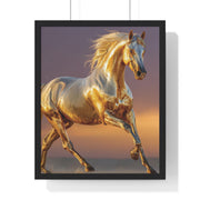 Golden Horse Framed Art Print, Equine Wall Decor, Horse Lover Gift, Equestrian Decor, Animal Home Art, Rustic Farmhouse Wall Art