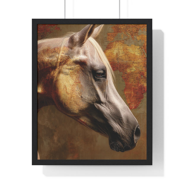 Elegant Horse Framed Poster, Horse Lover Art, Home Decor, Gift for Equestrians, Inspirational Wall Art, Rustic Farmhouse Style